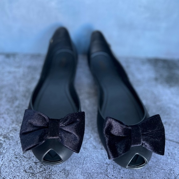 Melissa Black Flats with Bow - Picture 2 of 10